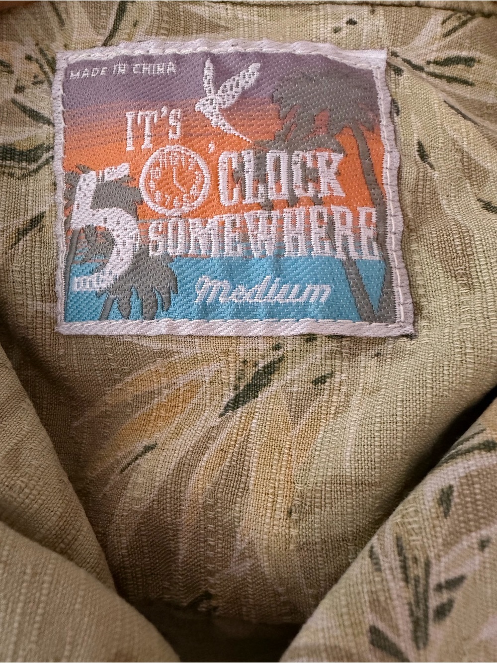 It’s 5 O’Clock Somewhere Tropical Hawaiian 🌴 Shirt — 100% Silk Men’s Size M. EUC - Picture 2 of 10